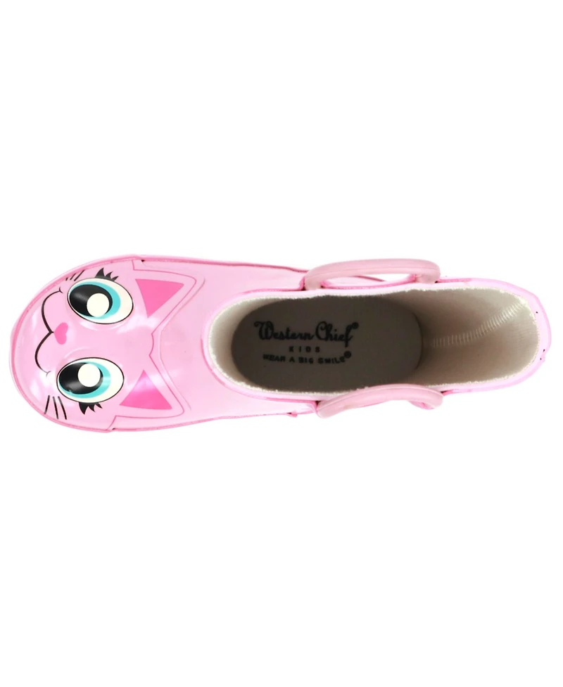 Toddler Little Girl's and Big Pink Kitty Rain Boot
