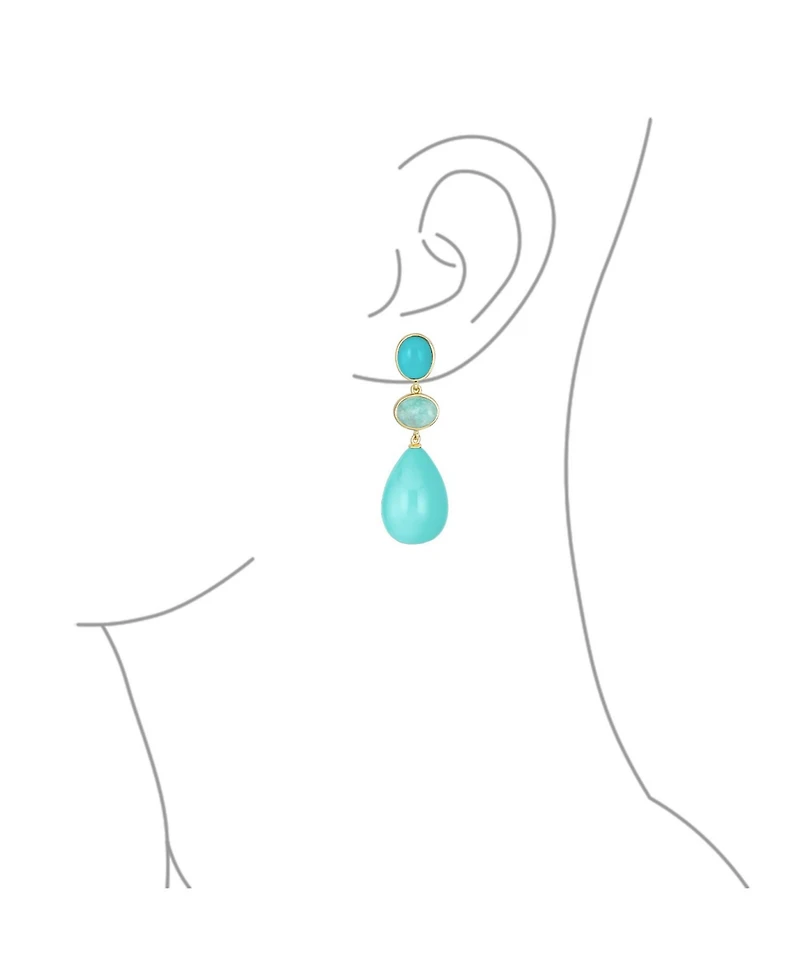 Bling Jewelry Unique Geometric Daning Teardrop Ball Teardrop Multi Shape Oval 3 Multi-Tier Party Dangling Earrings in Gold Plated