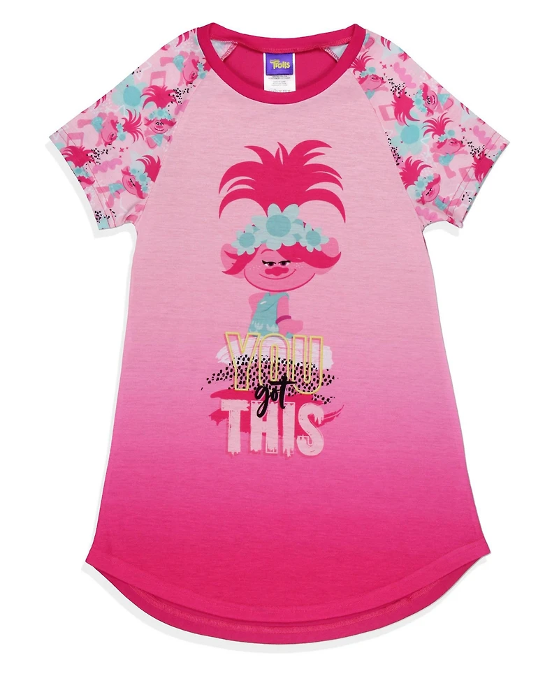 Trolls Girls DreamWorks Nightgown You Got This Poppy Short-Sleeve Pajama