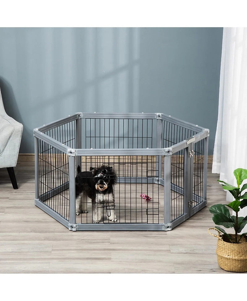 PawHut Heavy-Duty Puppy Playpen for Dogs Indoor or Outdoor W/ Door