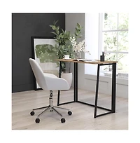 Merrick Lane Oakdale Folding Computer Desk With Wood Grain Finish Top And Folding Metal Legs