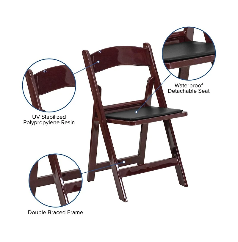 Set Of 4 800 Lb Weight Capacity Indoor/Outdoor Resin Folding Chairs