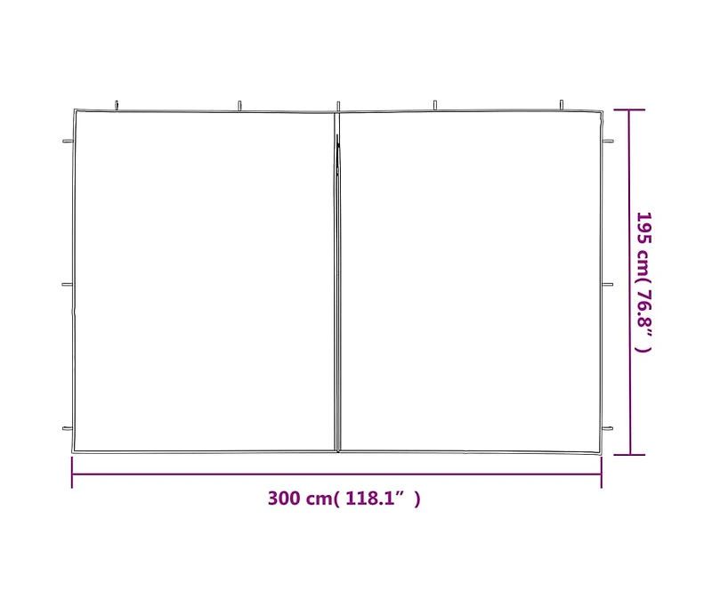 vidaXL Party Tent Sidewall 2 pcs with Zipper Pe White