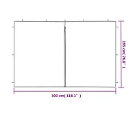 vidaXL Party Tent Sidewall 2 pcs with Zipper Pe White