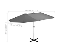 Outdoor Parasol with Aluminum Pole 181.1"x106.3" Anthracite