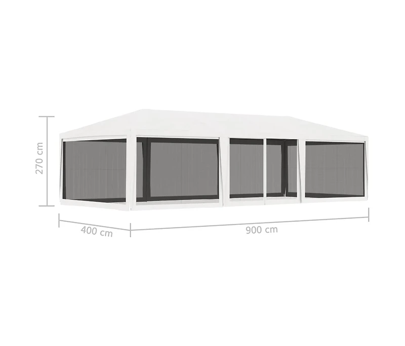 Party Tent with 4 Mesh Sidewalls 13.1'x29.5' White