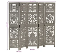 vidaXL Hand Carved 5-Panel Room Divider 78.7"x65" Solid Mango Wood
