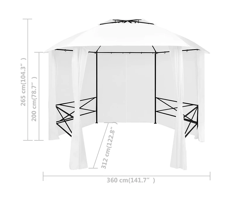 Garden Marquee with Curtains 141.7"x122.8"x104.3" White 0.6 oz/ft²