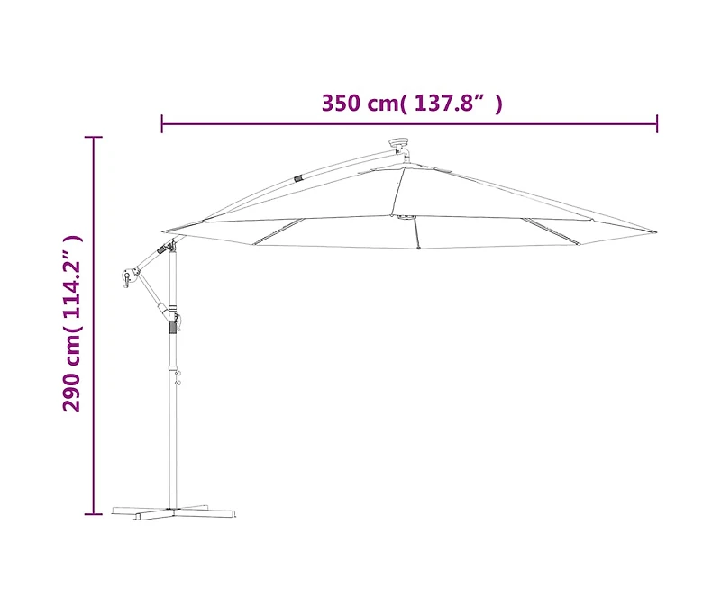 Cantilever Garden Parasol with Led Lights Black 137.8"