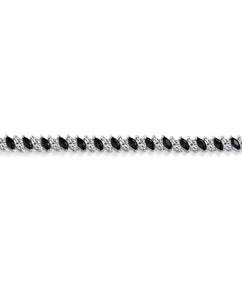 Bling Jewelry Cubic Zirconia Marquise Shape Cz 25 Ctw Alternating Black White Clear Blue Tennis Bracelet 7.5 Inch