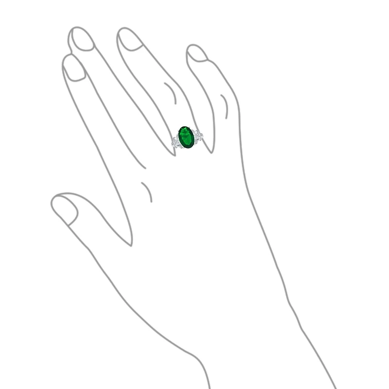 Bling Jewelry Fleur De Lis Pave Accent Cz Estate Large Oval Solitaire 7CT Cubic Zirconia Green Cocktail Statement Ring
