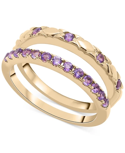 2-Pc. Set Amethyst Stack Rings (1/2 ct. t.w.) in 14k Gold-Plated Sterling Silver