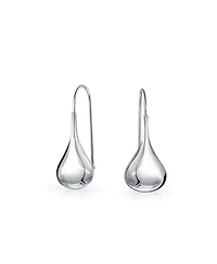 Bling Jewelry Simple Plain Puffed Teardrop Pear Shaped Rain Drop Earrings Fishhook Threader Polish Sterling Silver Inch