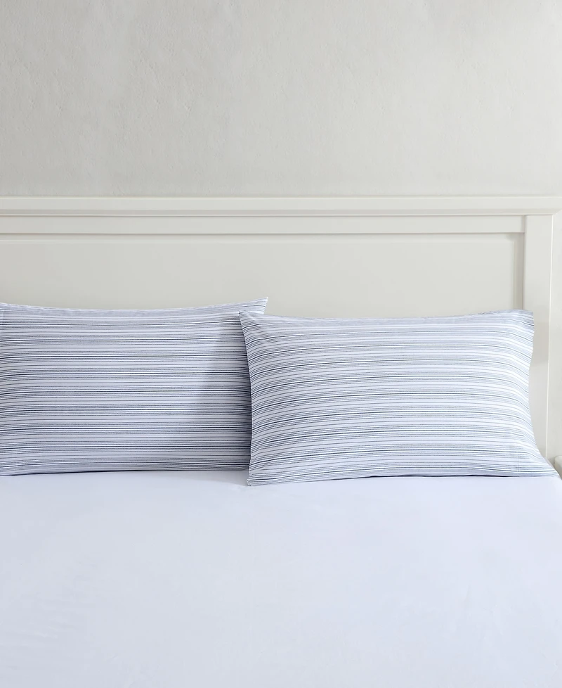 Nautica Beaux Stripe Cotton Percale Pillowcase Pair, Standard