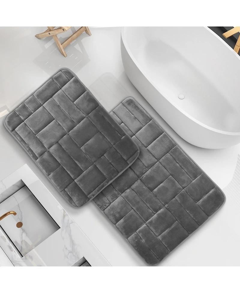 Clara Clark 2 Piece Ultra Soft Non-Slip Plush Memory Foam Bath Rug Set - Small & Large
