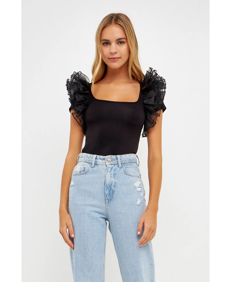 English Factory Women's Contrast Organza Top