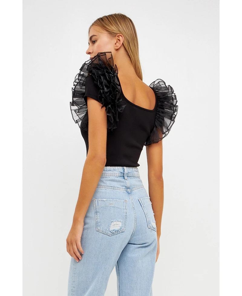 English Factory Women's Contrast Organza Top