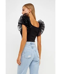 English Factory Women's Contrast Organza Top