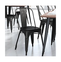 Emma+Oliver Perth Metal Stacking Dining Chairs With Poly Resin Seats For Indoor/Outdoor Use