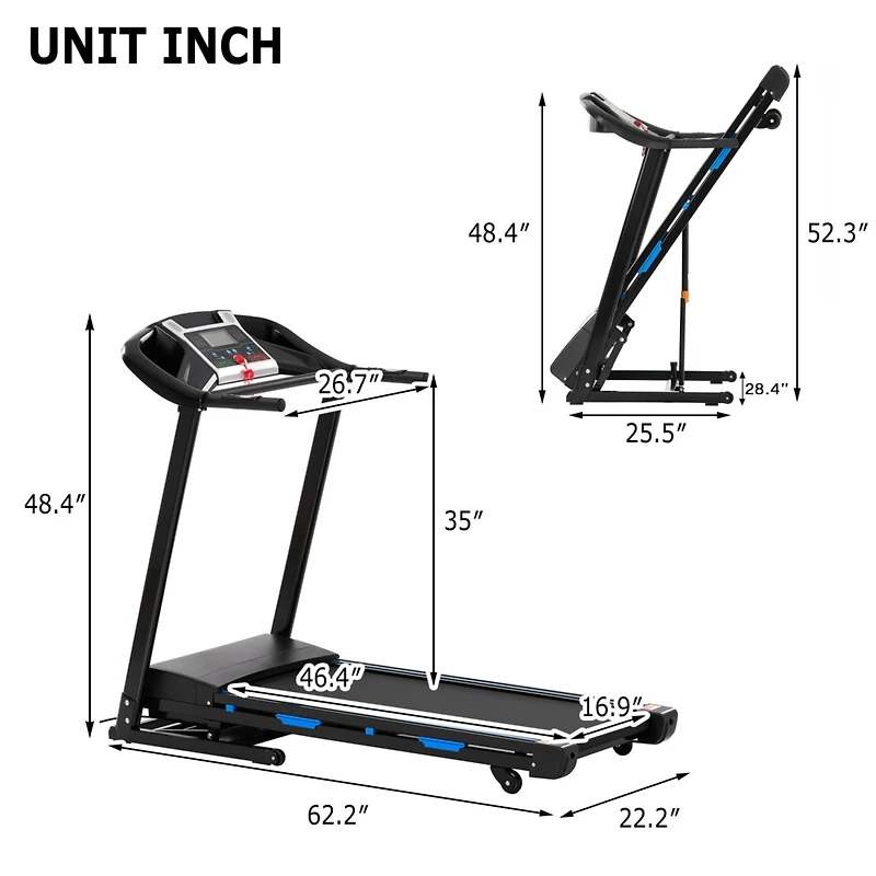 Treadmills For Home, Electric Treadmill With 15% Automatic Incline, Foldable 3.25HP Workout