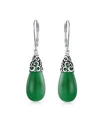 Bling Jewelry Boho Long Elongated Teardrop Filigree Lever Back Dangle Earrings Sterling Silver