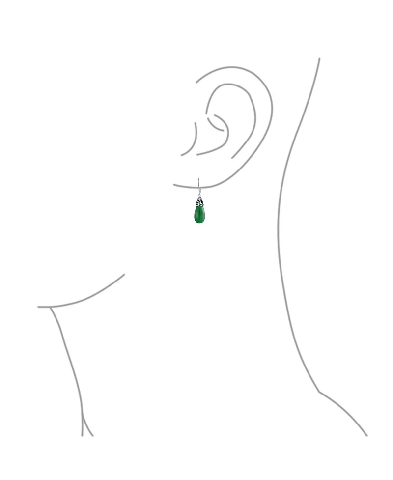 Bling Jewelry Boho Long Elongated Teardrop Filigree Lever Back Dangle Earrings Sterling Silver
