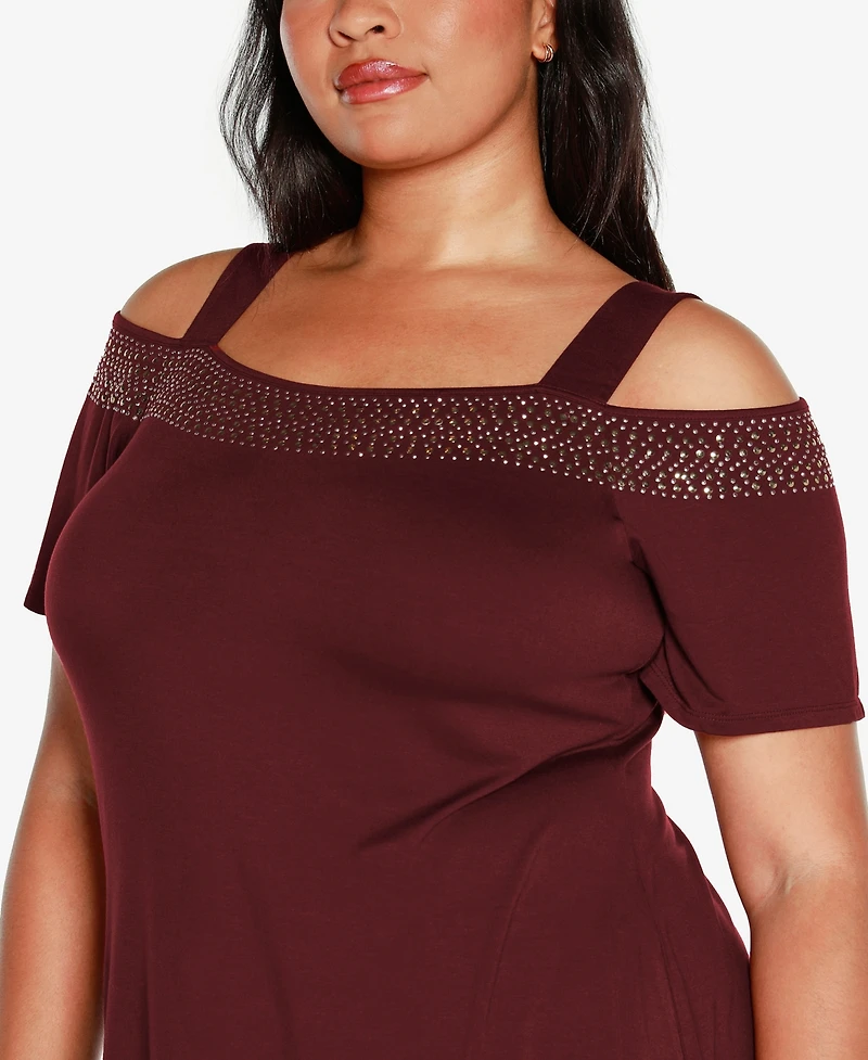 Belldini Plus Cold-Shoulder Top