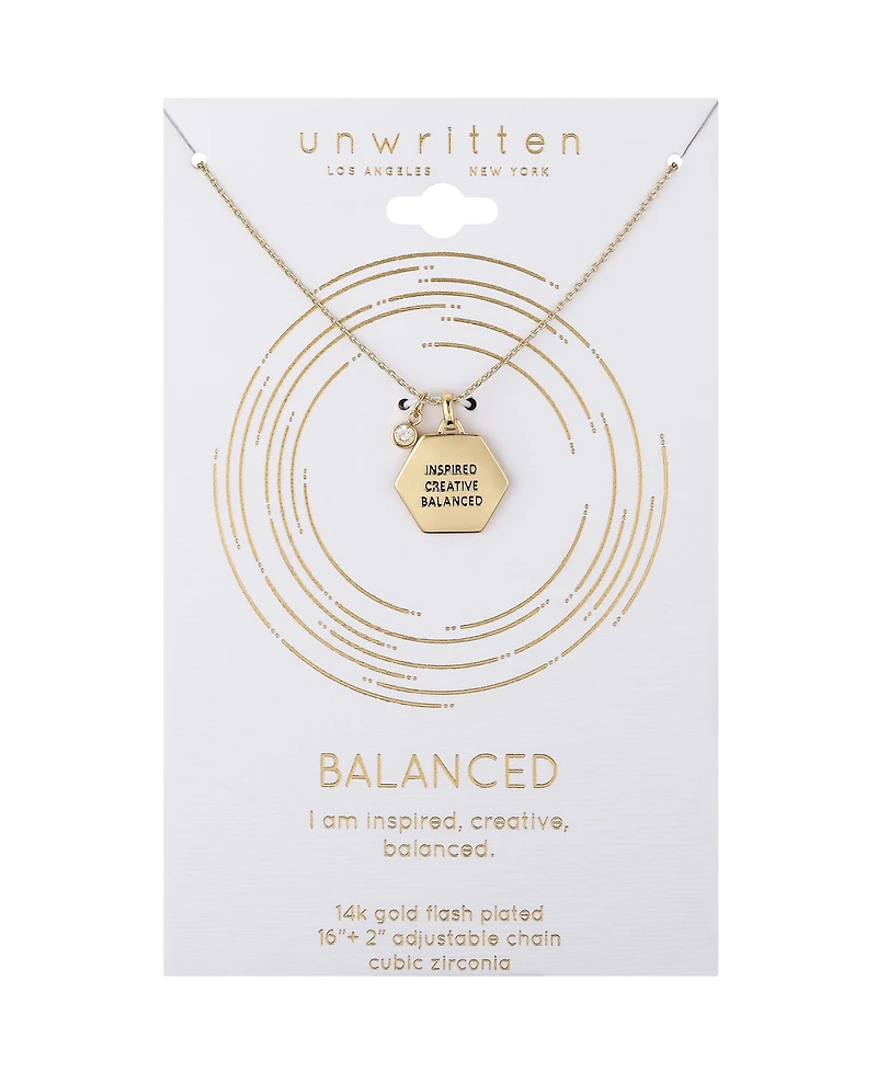 Unwritten Cubic Zirconia Hexagon Pendant Necklace