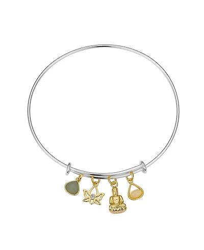 Unwritten Genuine Amazonite Teardrop, Cubic Zirconia Lotus Flower and 14K Gold Plated Buddha Bracelet