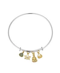 Unwritten Genuine Amazonite Teardrop, Cubic Zirconia Lotus Flower and 14K Gold Plated Buddha Bracelet