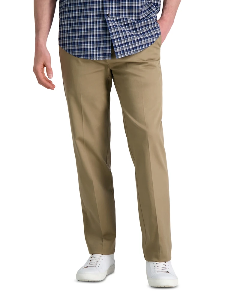 Haggar Men's Premium No Iron Khaki Straight-Fit Stretch Flat-Front Pants