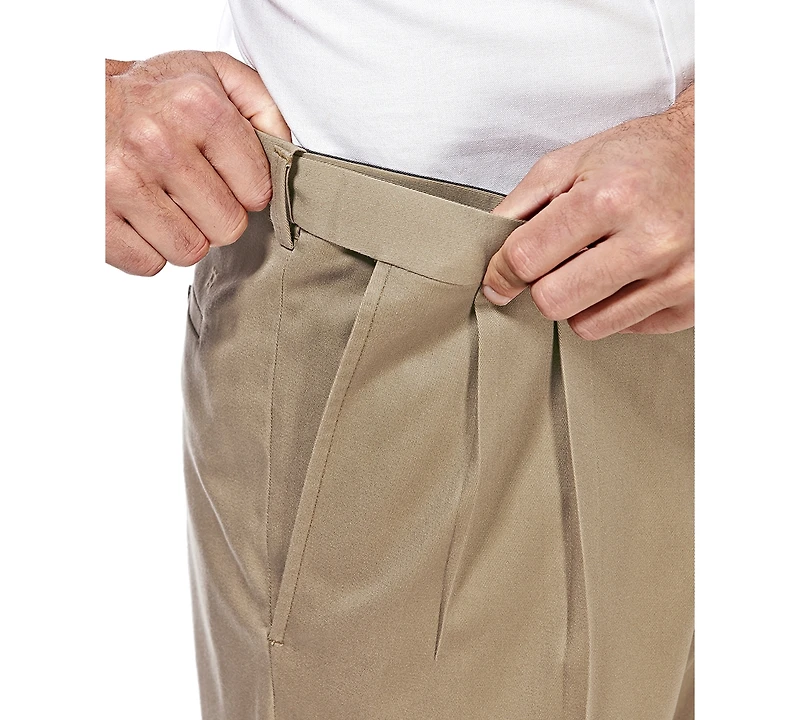 Haggar Men's Premium No Iron Khaki Classic Fit Pleat Hidden Expandable Waist Pants