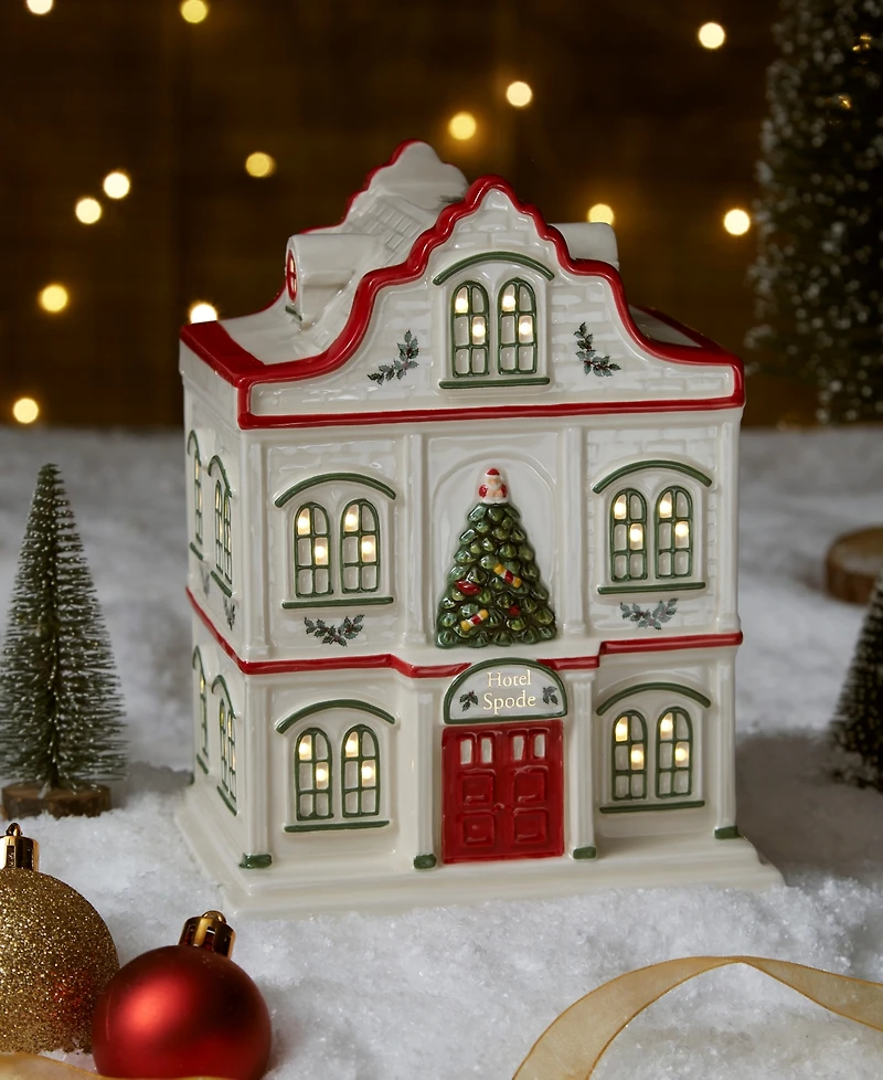 Spode Christmas Village Led Lighted Figural Hotel