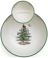 Spode Christmas Tree Tiered 2-Pc. Porcelain Chip & Dip Set