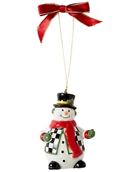 Spode Christmas Tree Black and White Snowman Ornament