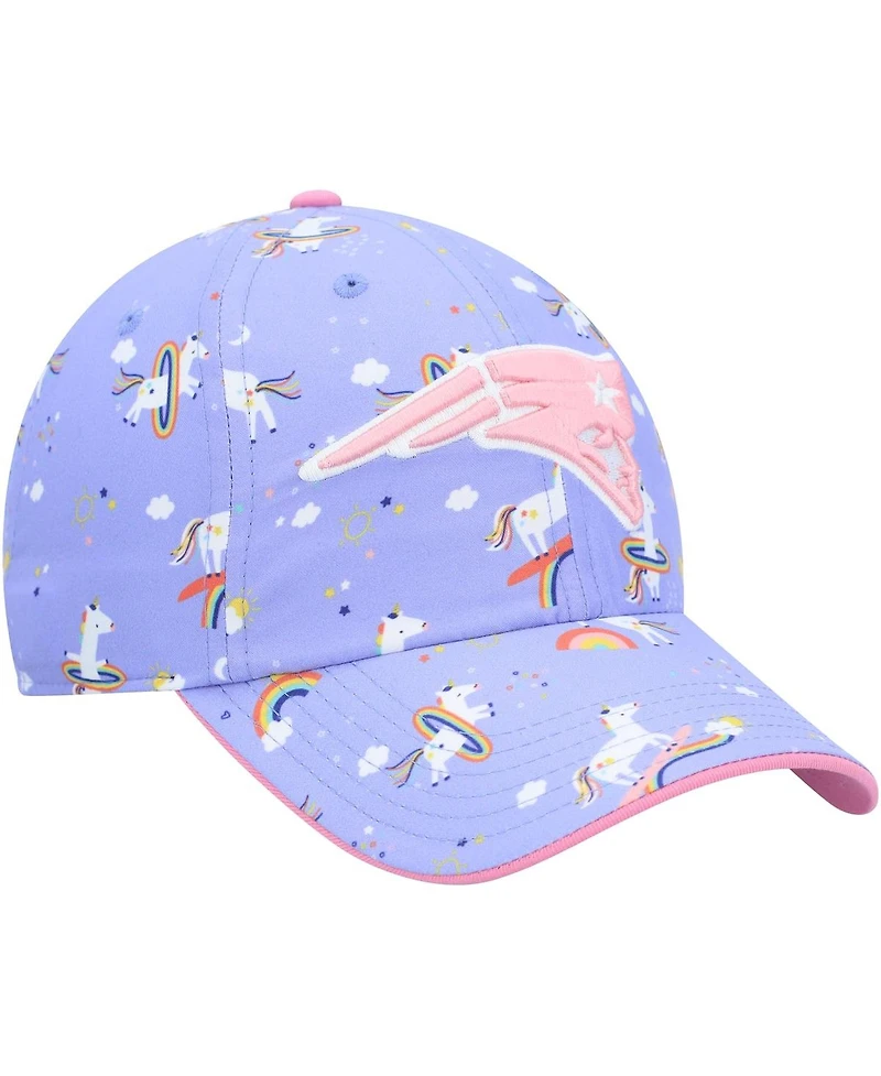 Girls Preschool '47 Brand Purple New England Patriots Unicorn Clean Up Adjustable Hat