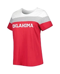 Women's Crimson Oklahoma Sooners Plus Size Split Body T-shirt