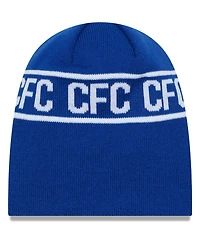 Men's New Era Blue Chelsea Wordmark Skull Knit Hat