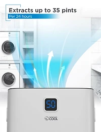 Commercial Cool Dehumidifier, 35 Pint,Portable Dehumidifier with Continuous Drainage 3000 Sq. Ft.