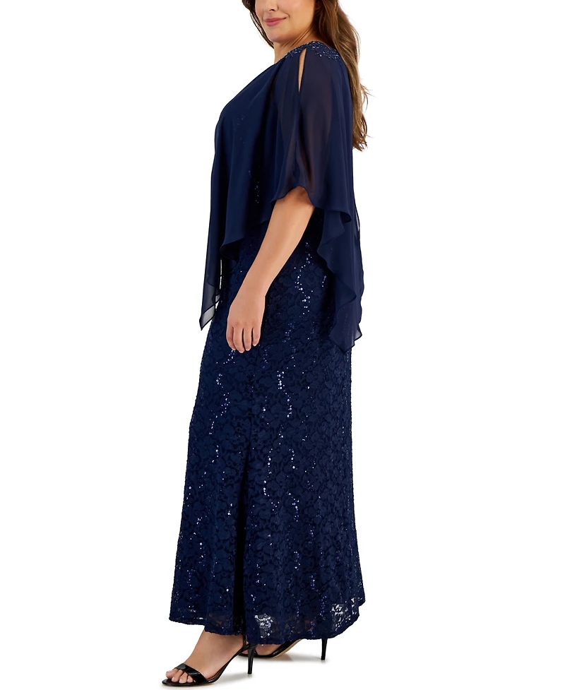 Sl Fashions Plus Beaded Popover Gown