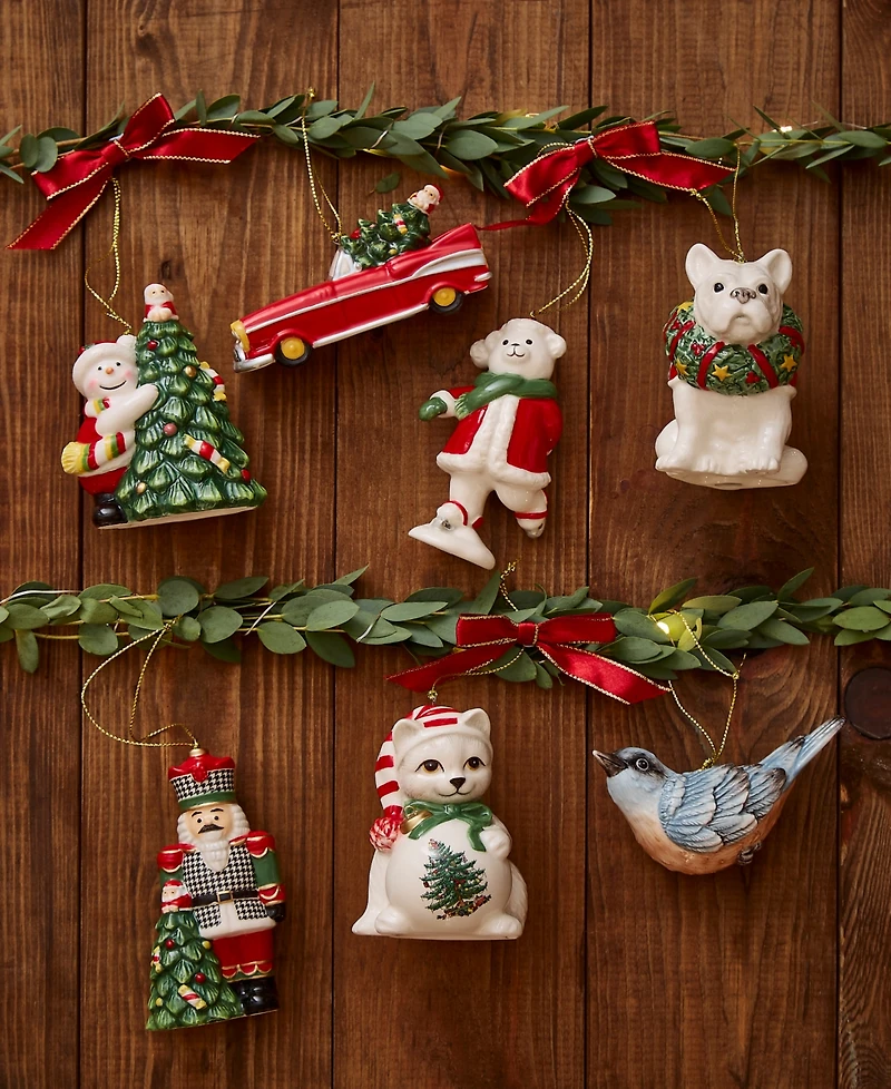 Spode Christmas Tree Skating Teddy Bear Ornament