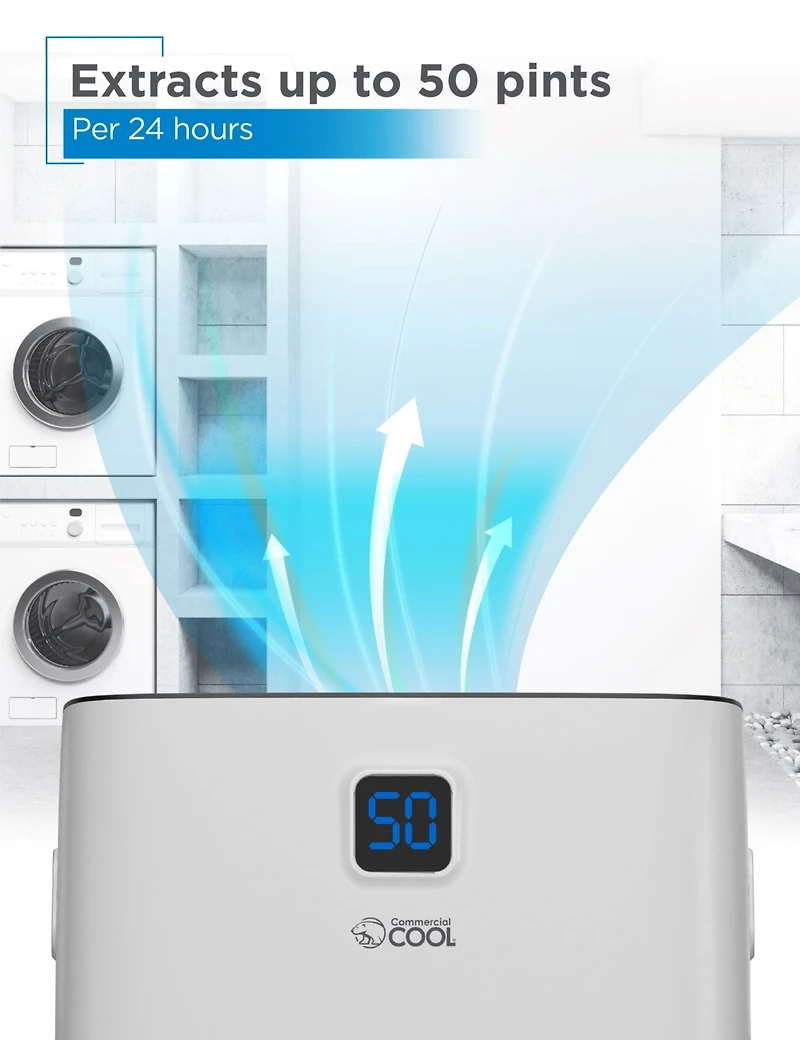 Dehumidifier, 50 Pint Dehumidifier,Portable Dehumidifier with Continuous Drainage 4500 Sq. Ft