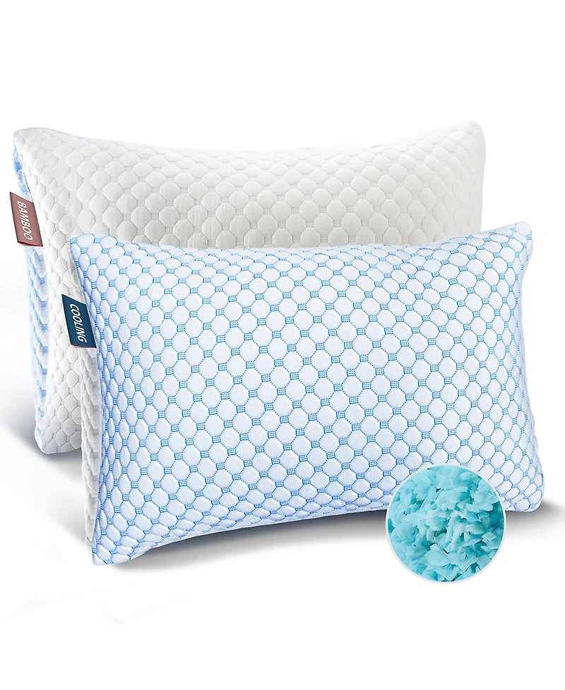 Nestl Memory Foam Gel Infused Reversible Cooling 2-Pack Pillow