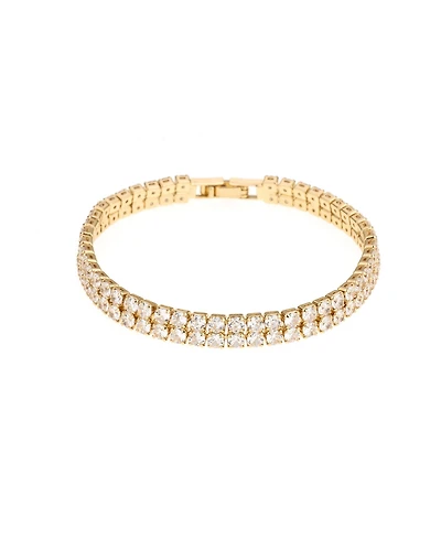 Ettika Thick Cubic Zirconia 18K Gold Plated Tennis Bracelet