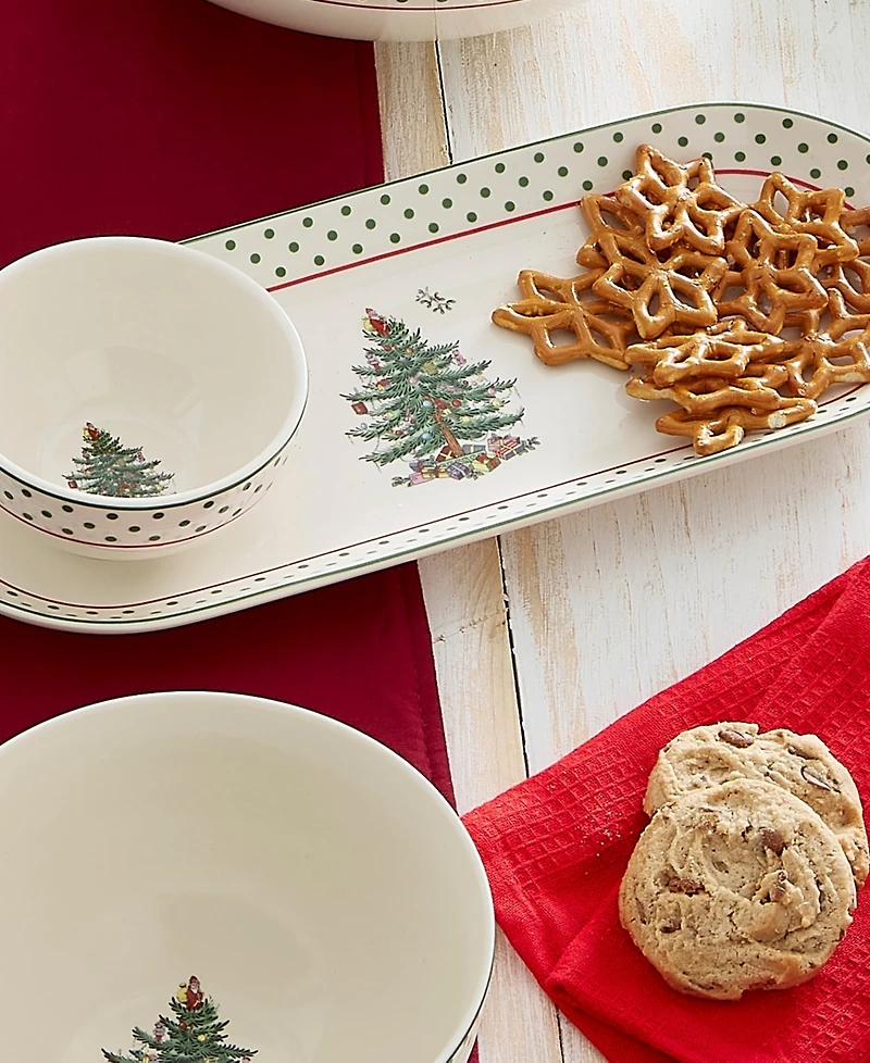 Spode Christmas Tree Polka Dot Chip & Dip