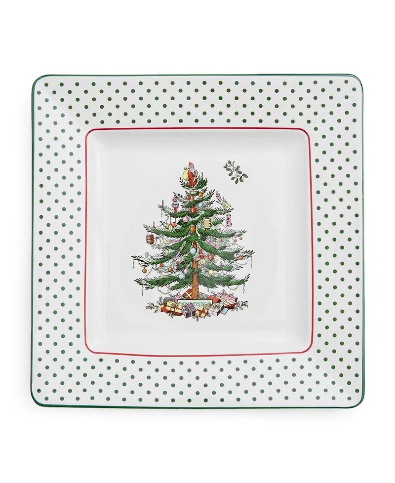 Spode Christmas Tree Polka Dot Square Platter