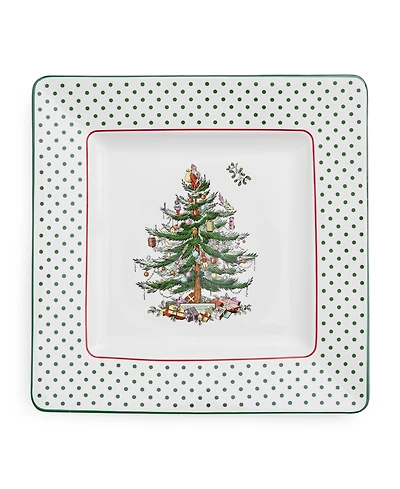 Spode Christmas Tree Polka Dot Square Platter