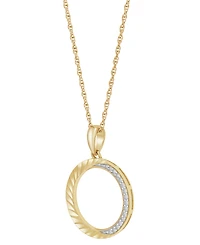 Diamond Circle Pendant Necklace (1/10 ct. t.w.) in 14k Gold-Plated Sterling Silver, 16" + 2" extender