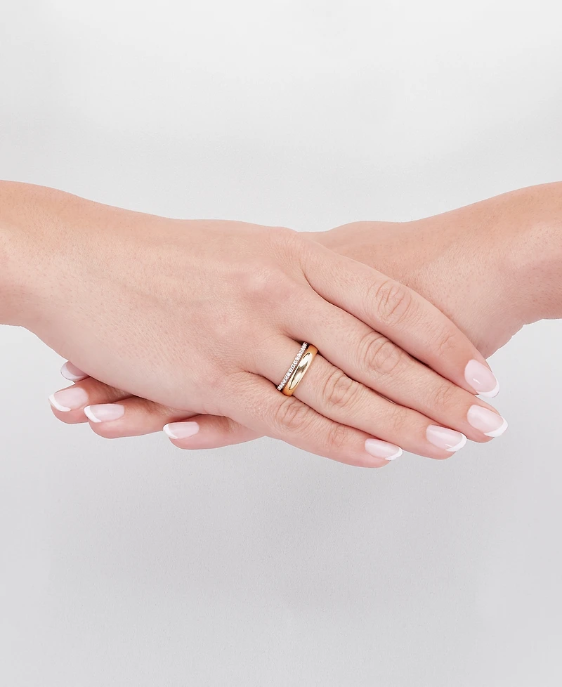 Diamond Double Row Ring (1/5 ct. t.w.) in 14k Gold-Plated Sterling Silver
