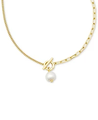 Kendra Scott Cultured Freshwater Pearl (10 x 8mm) Split Chain Toggle 17" Pendant Necklace